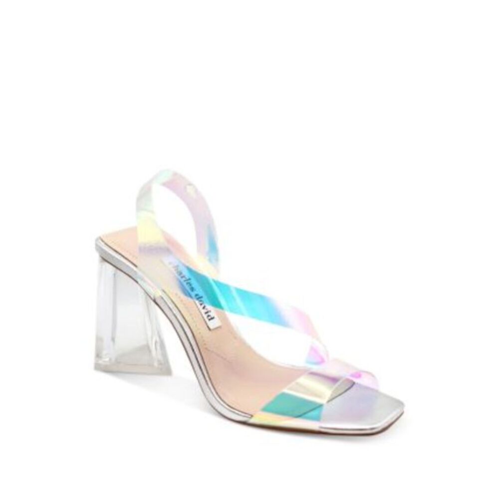CHARLES DAVID Womens Silver Iridescent Trulli Slip On Slingback Sandal 8 M - Picture 1 of 3